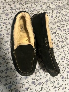 UGG Black Suede Shearling-Lined Men's Slip-On Moccasins